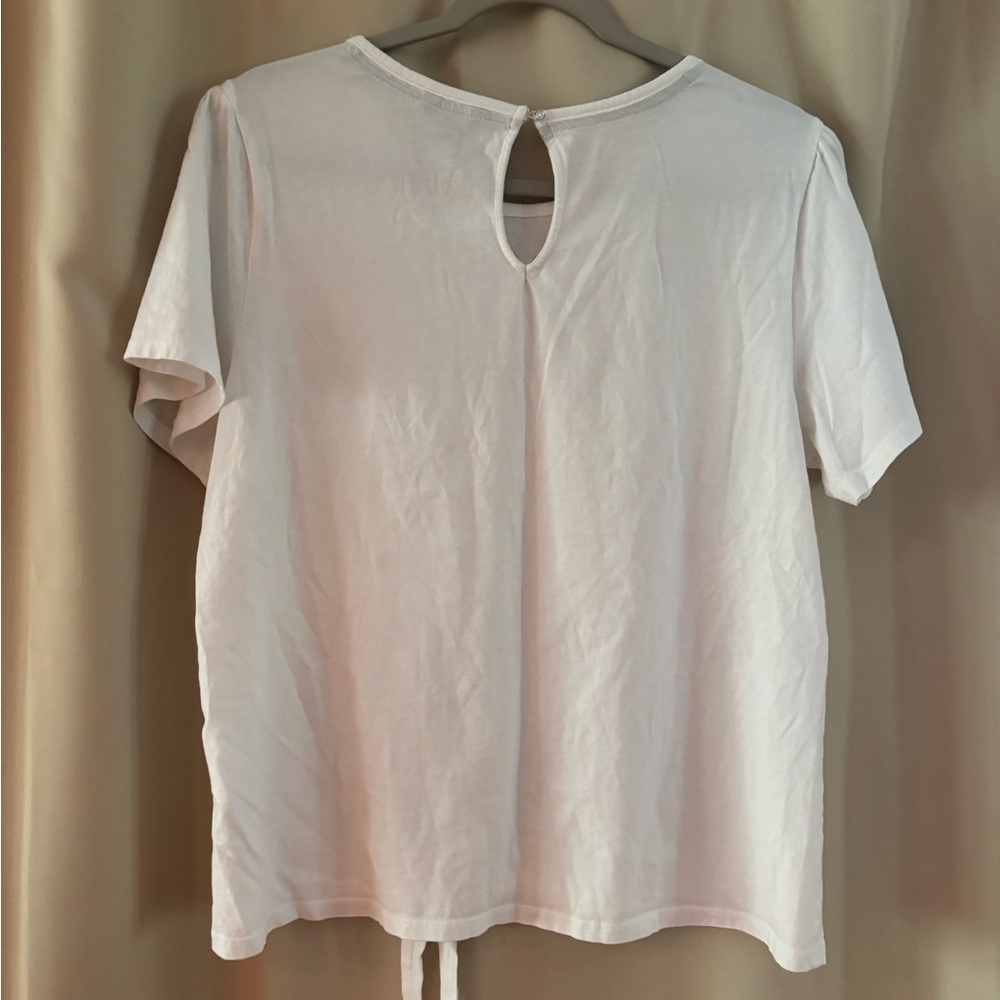Nautica White Tie-Front Short Sleeve Top - Picture 6 of 7